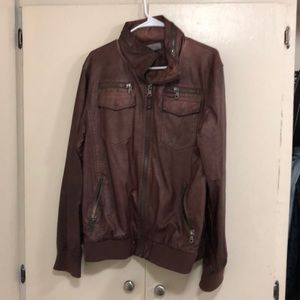 Charles and Half Burgundy Red Synthetic Leather Jacket